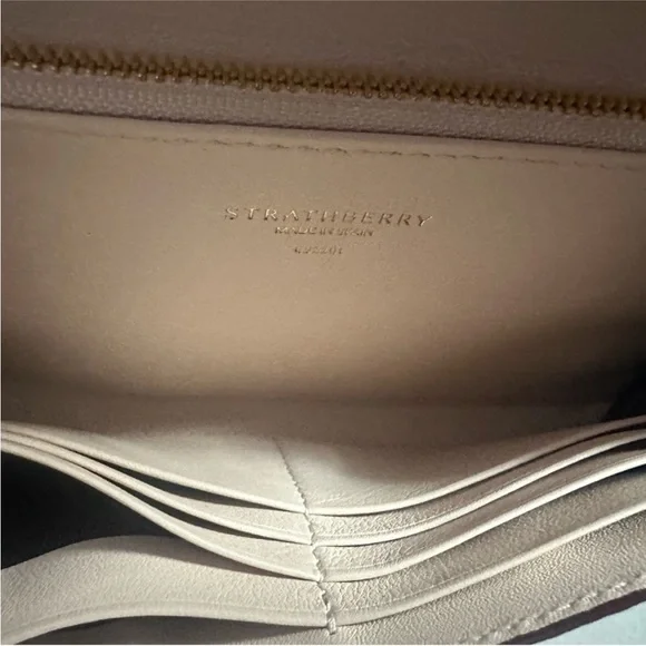 Strathberry Pink Croc-Embossed Bag with Gold Chain - Picture 9 of 15